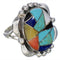 Multicolor Inlay Sterling Silver Southwest Ring Size 6-3/4 UX33629